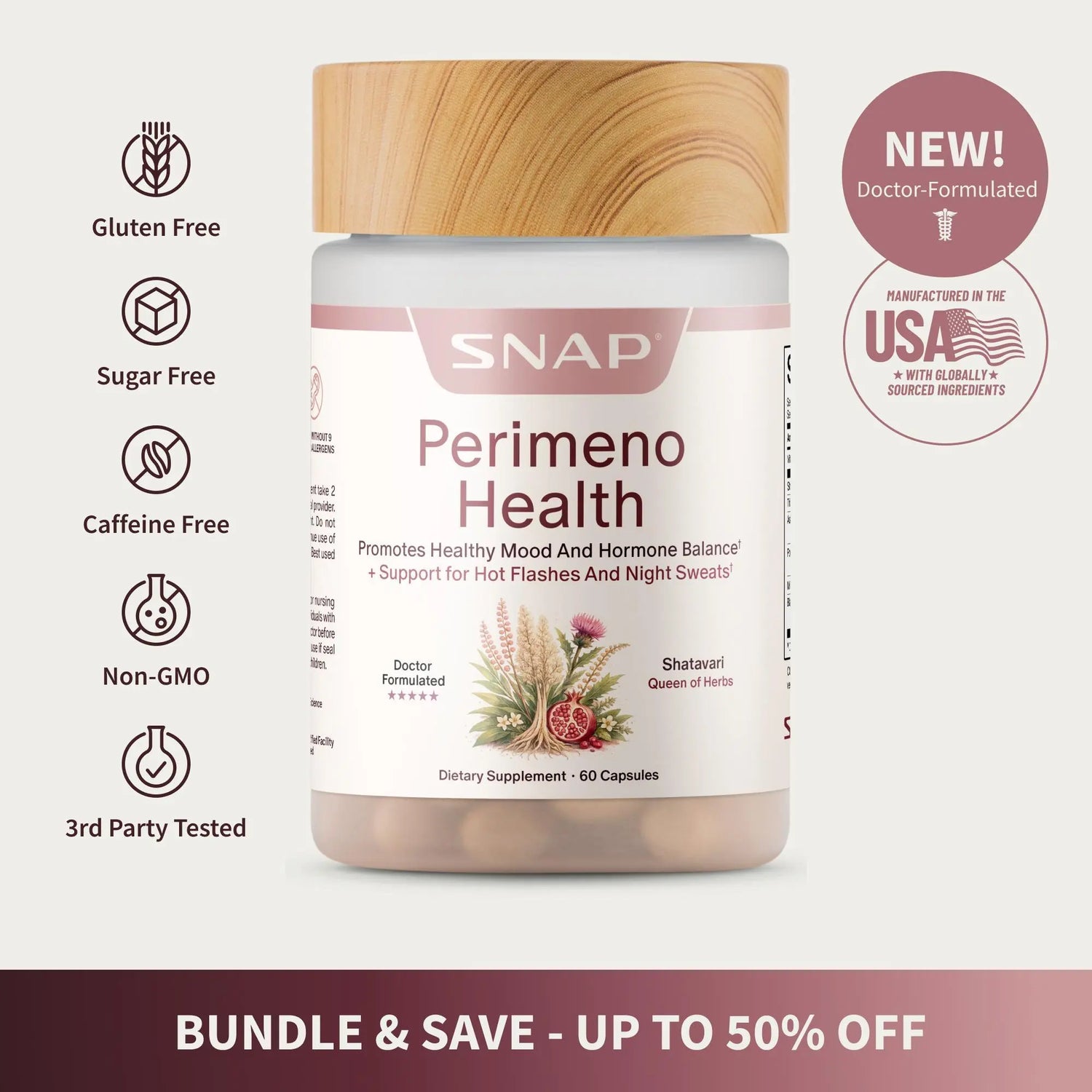 Perimeno Health - Perimenopause Support Capsules - Hormonal Balance & Women’S Vitality - Supports Mood, Energy & Stress - Shatavari + Ashwagandha + Black Cohosh - Antioxidant Support - Skin, Hair & Aging Support - Hot Flash Support - 3Rd Party Tested